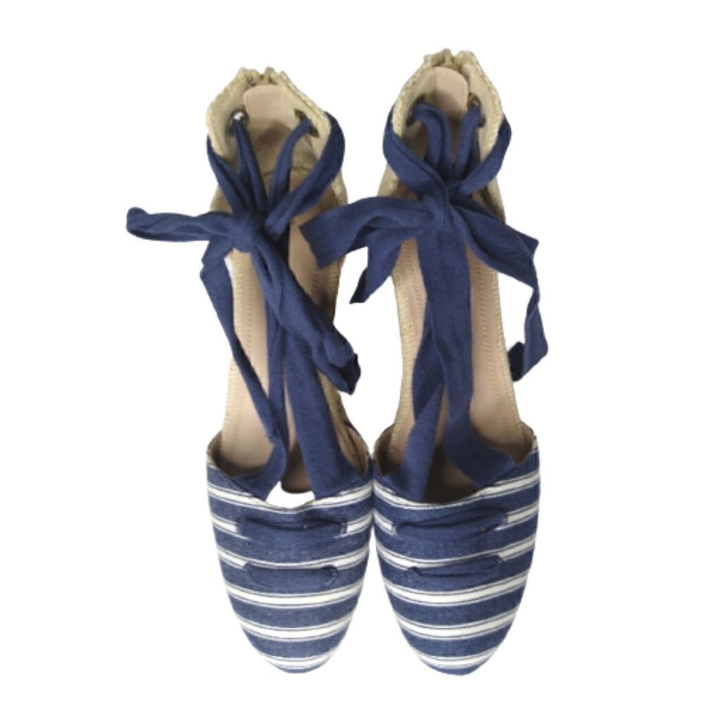 Charter Club NEW Maritzaa Navy White Espadrilles Wedge Sandals SZ 9.5 - Picture 5 of 9